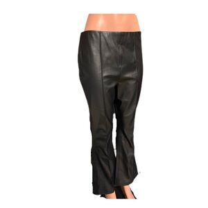 Zara Black Faux Leather Wide-Leg Pants